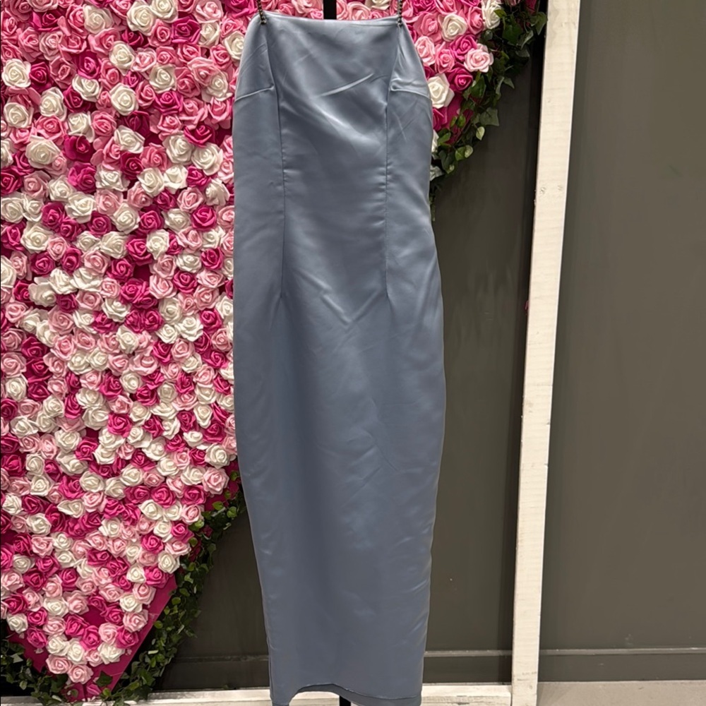 Elegant Blue Satin Dress